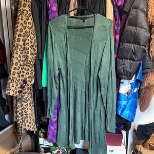 torrid Olive Green Open-Front Long Knit Cardigan